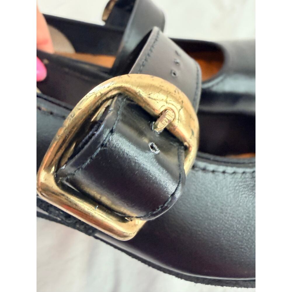 Vintage Promenaders Leather Mary Jane Dance Shoes Block Gold Buckle Size 5.5 N - Picture 5 of 9